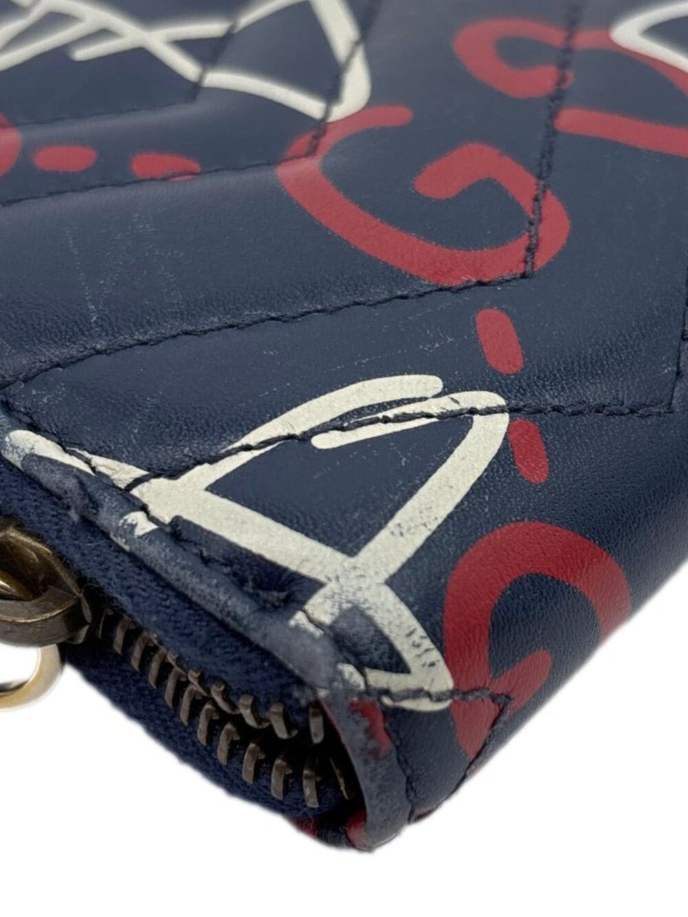 Gucci  Ghost Matelasse Leather Zippy Wallet Blue 448087 - Picture 8 of 15
